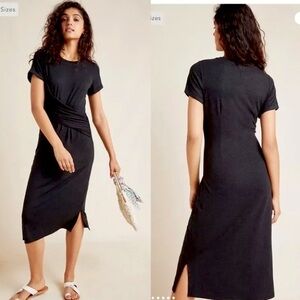 Anthropologie (XS) Globetrotter T-Shirt Midi Dress- Charcoal Gray Minimalist